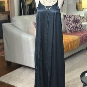 Elegant Black Satin Maxi Dress